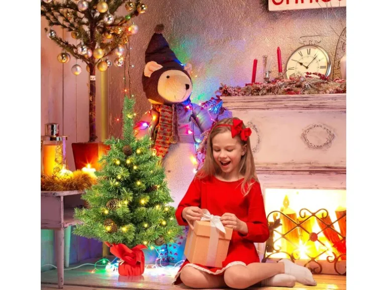 Costway Künstlicher Weihnachtsbaum mit Beleuchtung 64 cm