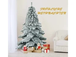 Costway Künstlicher Weihnachtsbaum mit Schnee mit Metallständer 180cm