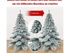 Costway Künstlicher Weihnachtsbaum mit Schnee mit Metallständer 180cm
