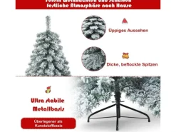 Costway Künstlicher Weihnachtsbaum mit Schnee mit Metallständer 180cm