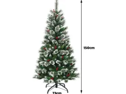 Costway Künstlicher Weihnachtsbaum 150cm mit 339 Schneebedeckte Zweige