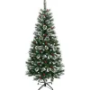 Costway Künstlicher Weihnachtsbaum 180cm mit Roten Beeren PVC Nadeln