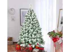 Costway Künstlicher Weihnachtsbaum mit Schnee und Led-Leuchten 135cm