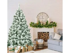 Costway Künstlicher Weihnachtsbaum mit Schnee und Led-Leuchten 135cm