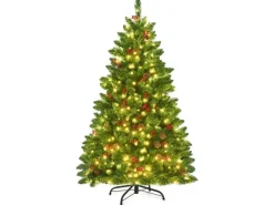 Costway Künstlicher Weihnachtsbaum mit Warmweißer Leds 135cm