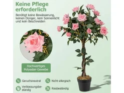 Costway Kunstbaum mit 21 Kiefernrosen und Natürlicher Stamm 93 cm