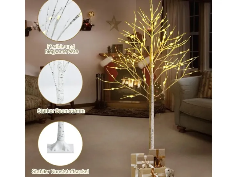 Costway LED Lichterbaum Birkenbaum Tannenbaum Christbaum 180cm