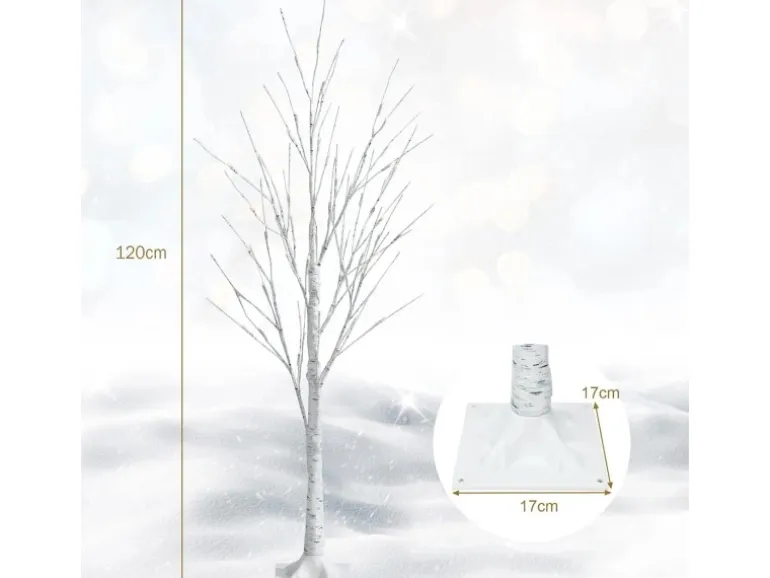 Costway LED Lichterbaum Birkenbaum Tannenbaum Christbaum 120cm