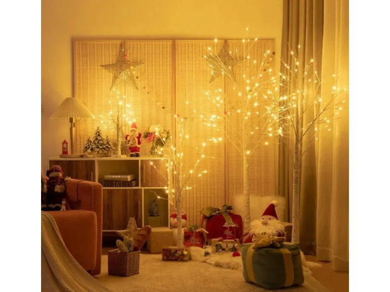 Costway LED Lichterbaum Birkenbaum Tannenbaum Christbaum 120cm