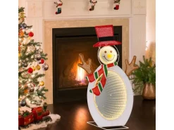 Costway Led Schneemann 64 cm Weihnachtsdeko mit Unendlichkeitsspiegel