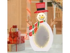 Costway Led Schneemann 64 cm Weihnachtsdeko mit Unendlichkeitsspiegel