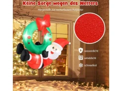 Costway LED Weihnachtsmann mit Kranz Wand Draußen 120CM