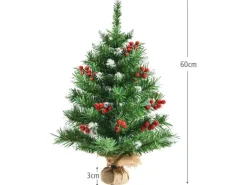 Costway Mini Künstlicher Weihnachtsbaum mit Roten Beeren 60 cm