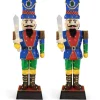 Costway Weihnachten Nussknacker Figur Groß mit Schwert 2er Set 184 cm
