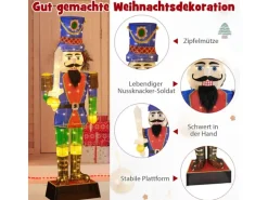 Costway Weihnachten Nussknacker Figur mit Schwert Groß 184 cm