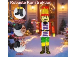 Costway Weihnachten Nussknacker Figur mit 110 Leds 170cm Weihnachtsdeko