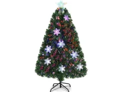 Costway Weihnachtsbaum & Glasfaser-Farbwechsler und Sternspitze 120cm