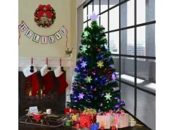 Costway Weihnachtsbaum & Glasfaser-Farbwechsler und Sternspitze 120cm