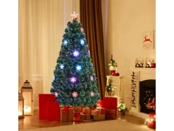 Costway Weihnachtsbaum & Glasfaser-Farbwechsler und Sternspitze 150cm