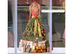 Costway Weihnachtsbaum mit Roten Beeren & Abnehmbarem Schal 150cm