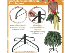 Costway Weihnachtsbaum mit Roten Beeren & Abnehmbarem Schal 150cm