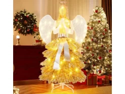 Costway Weihnachtsengel Beleuchtet Weihnachtsfigur 157 cm Hohe