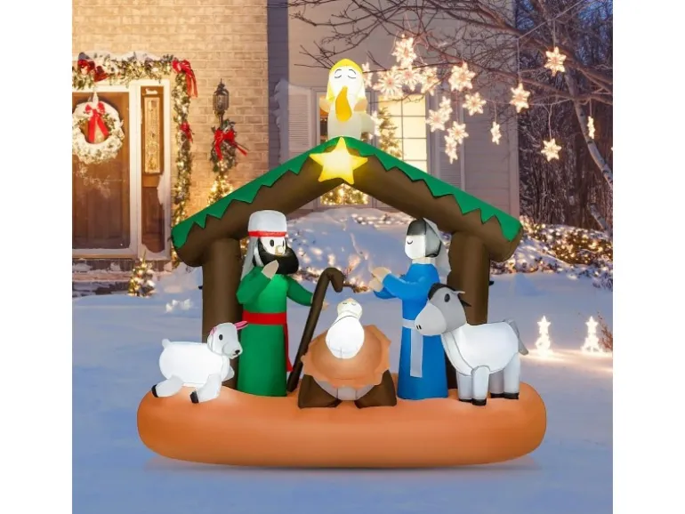 Costway Weihnachtskrippe Nachstellung Der Geburt Jesu 180 cm