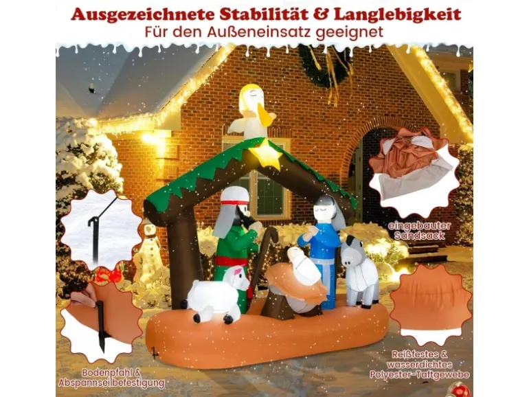Costway Weihnachtskrippe Nachstellung Der Geburt Jesu 180 cm