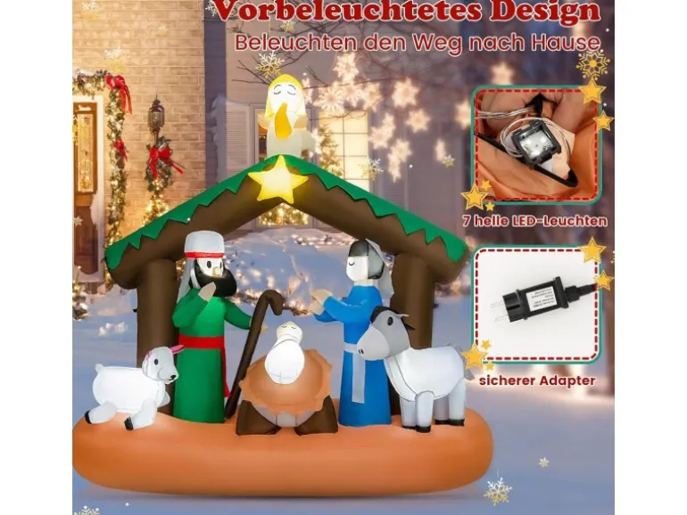 Costway Weihnachtskrippe Nachstellung Der Geburt Jesu 180 cm