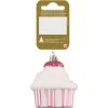 Cupcake zum Hängen aus Kunststoff 7 cm Rosa/Weiß