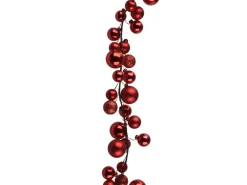 Decoris Kunststoffkugel-Girlande 6 cm x 6 cm x 180 cm Rot
