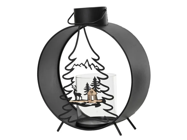 Decoris Laterne 24 cm x 10 cm x 39 cm Schwarz