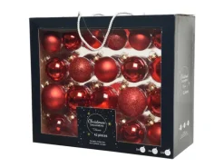 Decoris Weihnachtskugel-Set Glas Rot 42-teilig