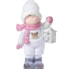 Deko Figur Winterkind mit Laterne MGO 42 cm
