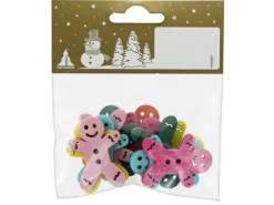 Deko Lebkuchenmann aus Holz 12 Stück 4 cm Bunt