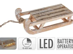 Deko Schlitten Holz mit LED