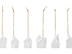 Dekoaufhänger Häuser Keramik Weiß Glänzend 3er-Set 2-fach sortiert