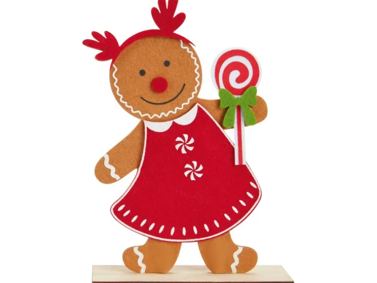 Dekofigur Lebkuchen Junge Mädchen M Filz Holz 2-fach sortiert