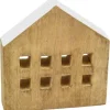 Deko-Haus aus Mangoholz 15 cm Natur-Weiß