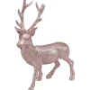 Deko-Hirsch aus Kunststoff 30 cm Rose-Glitter