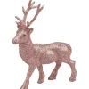 Deko-Hirsch aus Kunststoff 20 cm Rose-Glitter