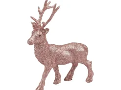 Deko-Hirsch aus Kunststoff 20 cm Rose-Glitter