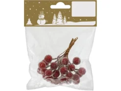 Dekomaterial geeiste Beeren Rot mit Draht je 1,5 cm