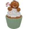Dekorative Weihnachtsfigur Cupcake mit Lebkuchenjunge Braun-Bunt