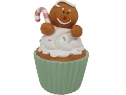 Dekorative Weihnachtsfigur Cupcake mit Lebkuchenjunge Braun-Bunt