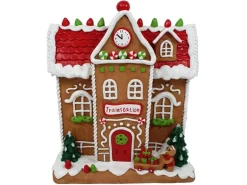 Dekorative Weihnachtsfigur Pfefferkuchen-Bahnhof Braun-Bunt