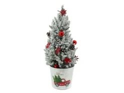 Dekorierte Zuckerhut-Fichte im weißen Zinkgefäß Topf Ø ca. 19 cm Picea glauca