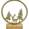 Deko-Ring mit Hirschwald aus Aluminium/Mangoholz 23 cm Gold-Natur