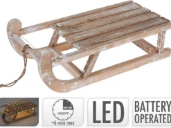 Dekoschlitten mit LED 50 cm x 24 cm x 16,5 cm Natur