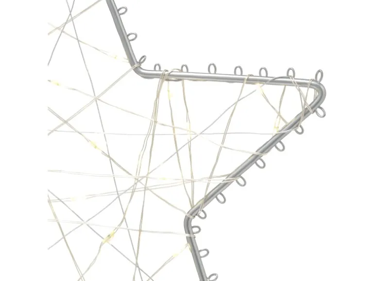 Deko-Stern Metall Silber Matt mit LED-Beleuchtung Warmweiß 20 cm x 5 cm x 30 cm